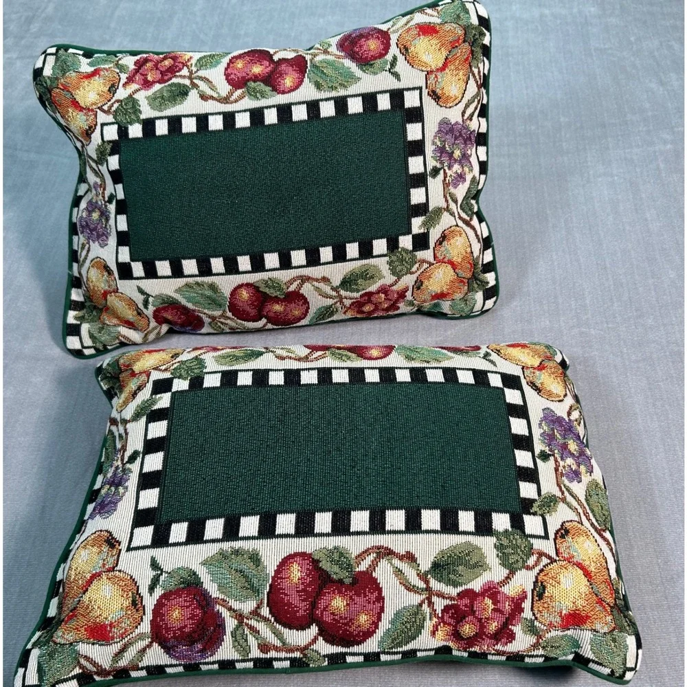 Tapestry Accent Throw Pillows Fruit Floral Fall Decorative Retro Cozy (Pair)  #1